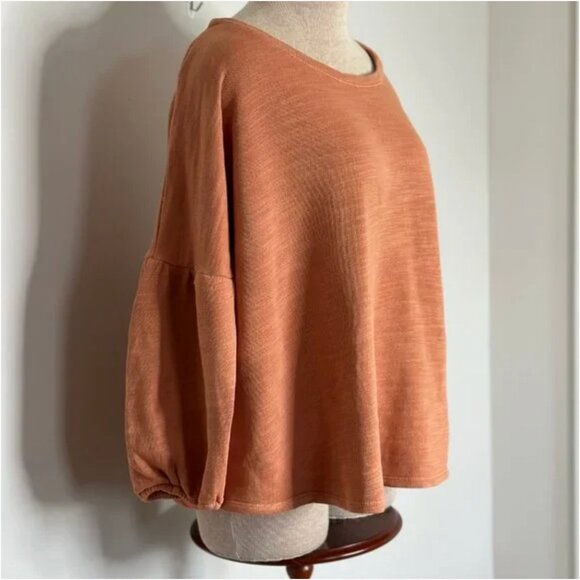 J. Jill Women's Boatneck Dolman Bell Sleeve Rust Colored Top Size Large Petite - Picture 4 of 8